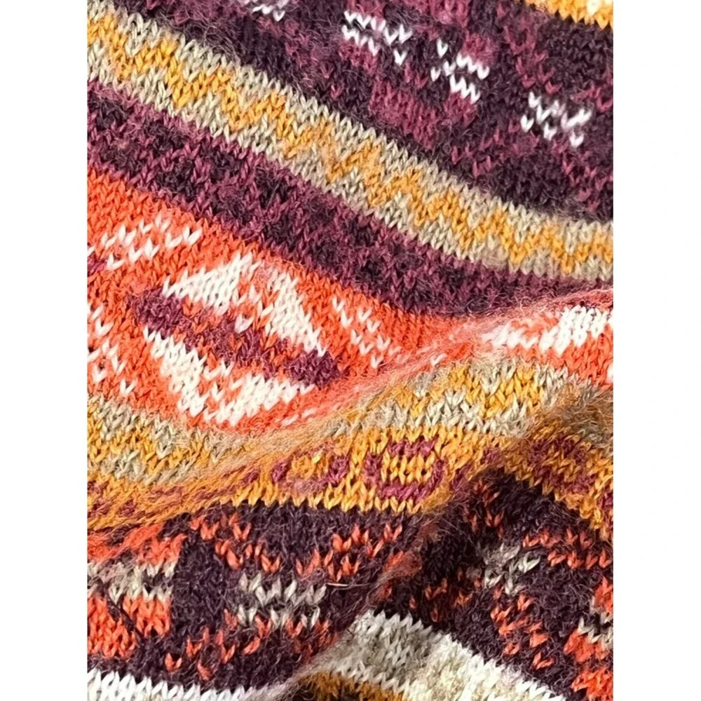 Free People Sleeveless Knit Dress Striped Nordic Boho festival retro Orange Red